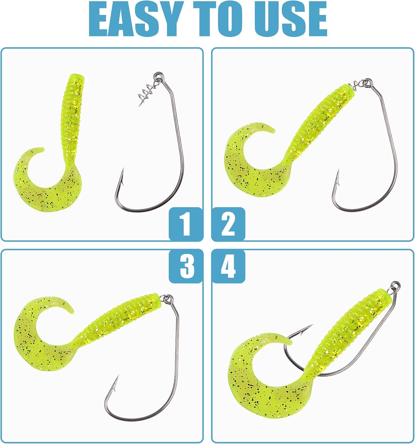 imageOROOTL Twist Lock Fishing Hooks Soft Lures Kit 105PcsBox Twistlock Hooks with Centering Pin Unweighted Swimbait Hooks for Soft Plastics Worm Hooks Kit for Bass Saltwater Freshwater