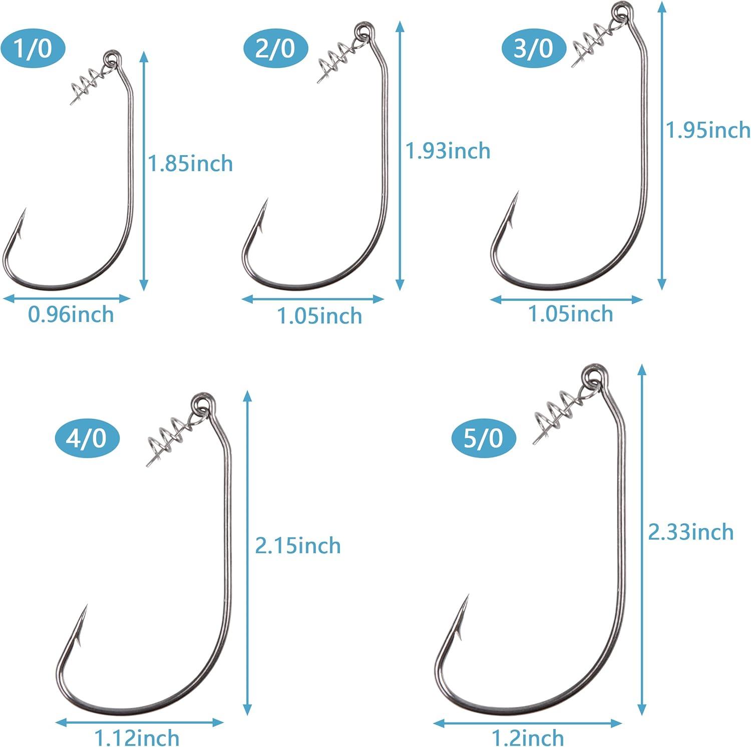 imageOROOTL Twist Lock Fishing Hooks Soft Lures Kit 105PcsBox Twistlock Hooks with Centering Pin Unweighted Swimbait Hooks for Soft Plastics Worm Hooks Kit for Bass Saltwater Freshwater