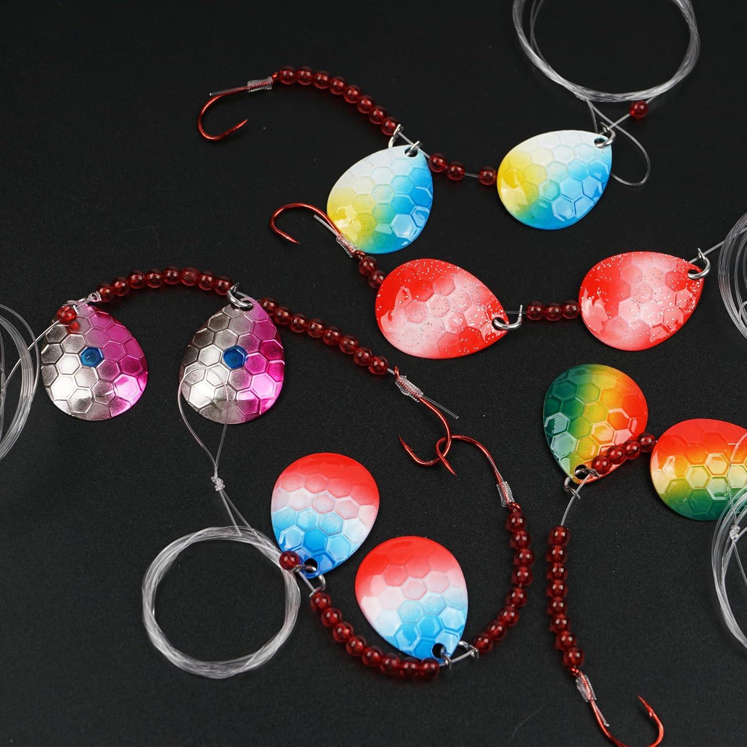 imageOROOTL Walleye Rigs Kit 6pcs Walleye Fishing Lures Crawler Harness Colorado Spinner Blade PreRigged Live Bait Rigs Spinnerbaits Freshwater SaltwaterColor A6pcs