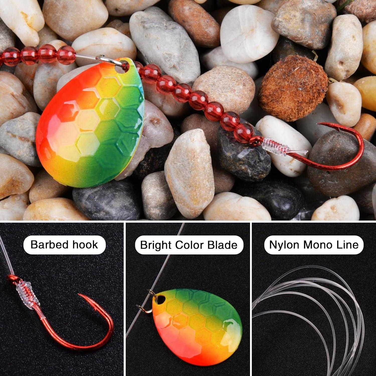 imageOROOTL Walleye Rigs Kit 6pcs Walleye Fishing Lures Crawler Harness Colorado Spinner Blade PreRigged Live Bait Rigs Spinnerbaits Freshwater SaltwaterColor A6pcs