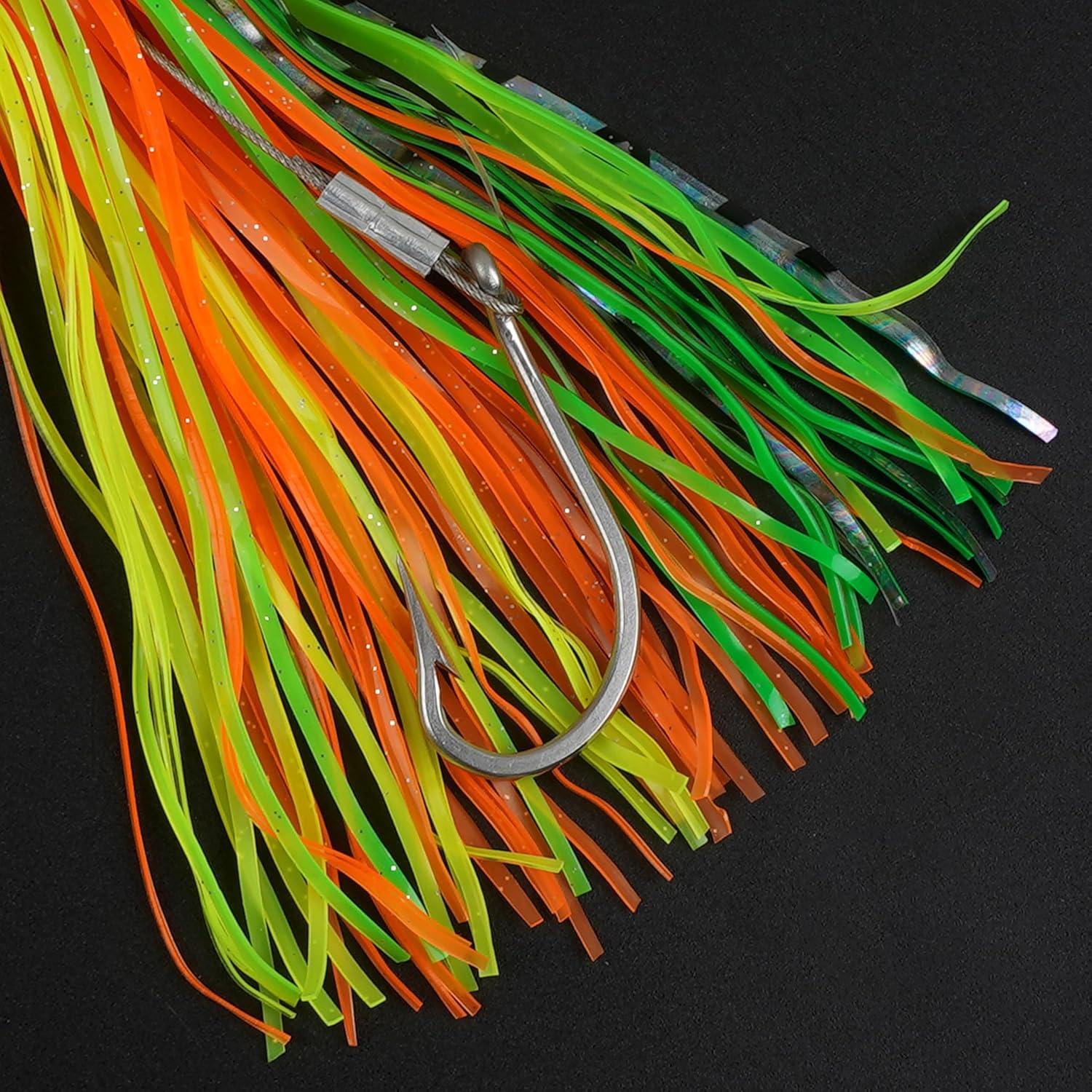 imageSaltwater Fishing Lures 69inch Trolling Lures for Marlin Mahi Tuna Dolphin Shark Big Game Deep Sea Fishing Baits Squid Skirts Rigged Hooks Ocean Gear Tackle6pcs with bag