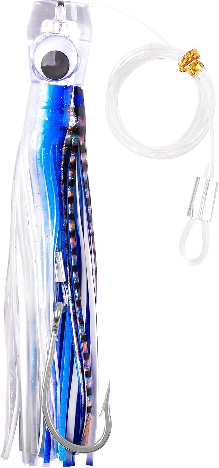 imageSaltwater Fishing Lures 69inch Trolling Lures for Marlin Mahi Tuna Dolphin Shark Big Game Deep Sea Fishing Baits Squid Skirts Rigged Hooks Ocean Gear TackleBlue1pcs