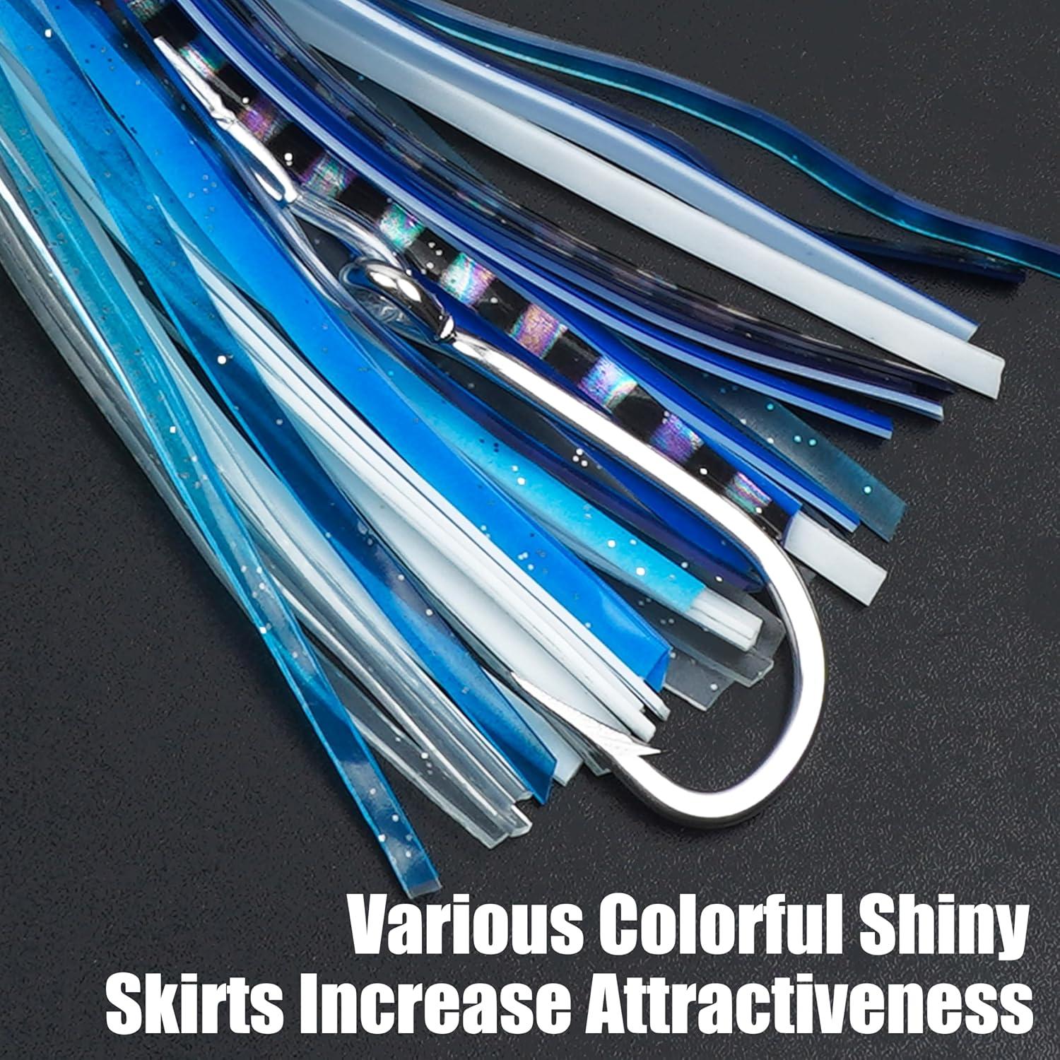 imageSaltwater Fishing Lures 69inch Trolling Lures for Marlin Mahi Tuna Dolphin Shark Big Game Deep Sea Fishing Baits Squid Skirts Rigged Hooks Ocean Gear TackleBlue1pcs