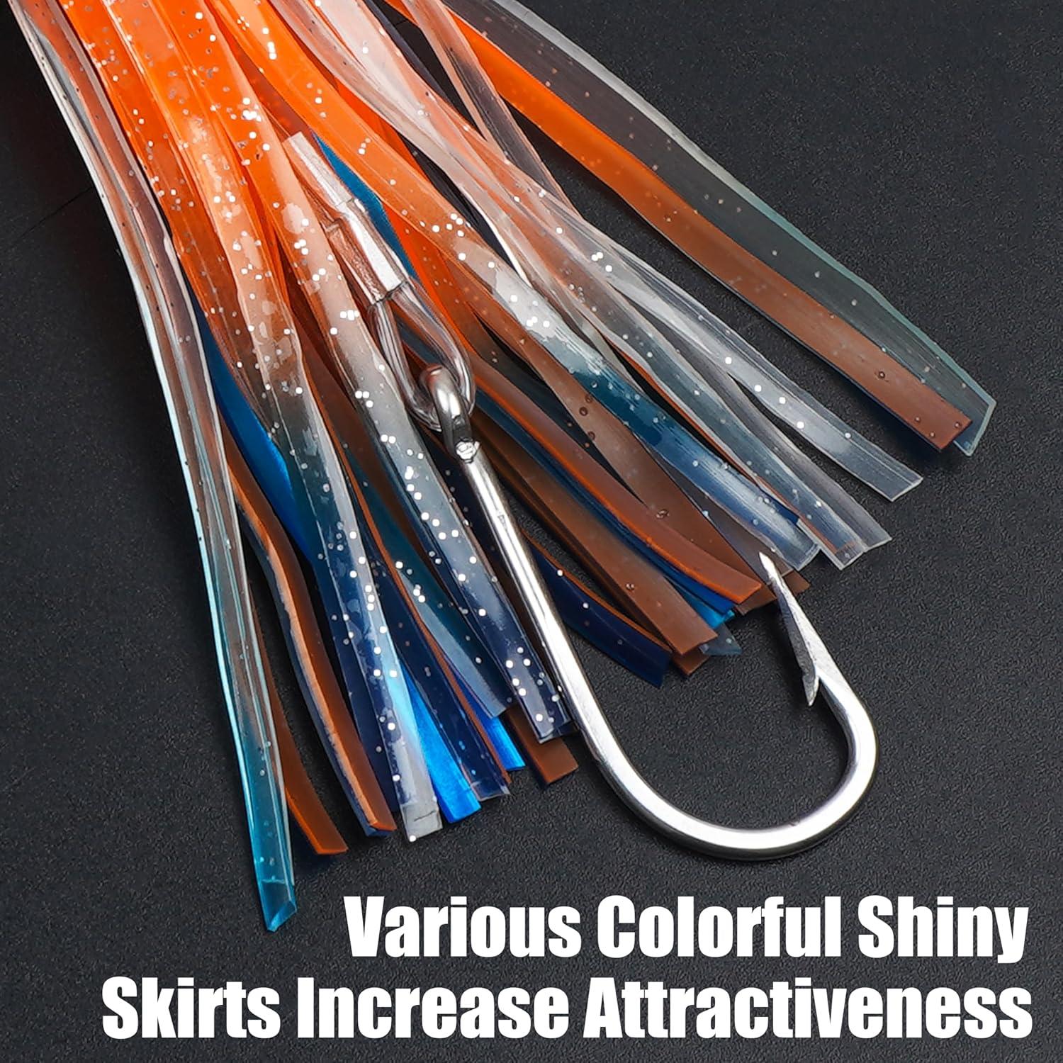 imageSaltwater Fishing Lures 69inch Trolling Lures for Marlin Mahi Tuna Dolphin Shark Big Game Deep Sea Fishing Baits Squid Skirts Rigged Hooks Ocean Gear TackleOrange1pcs