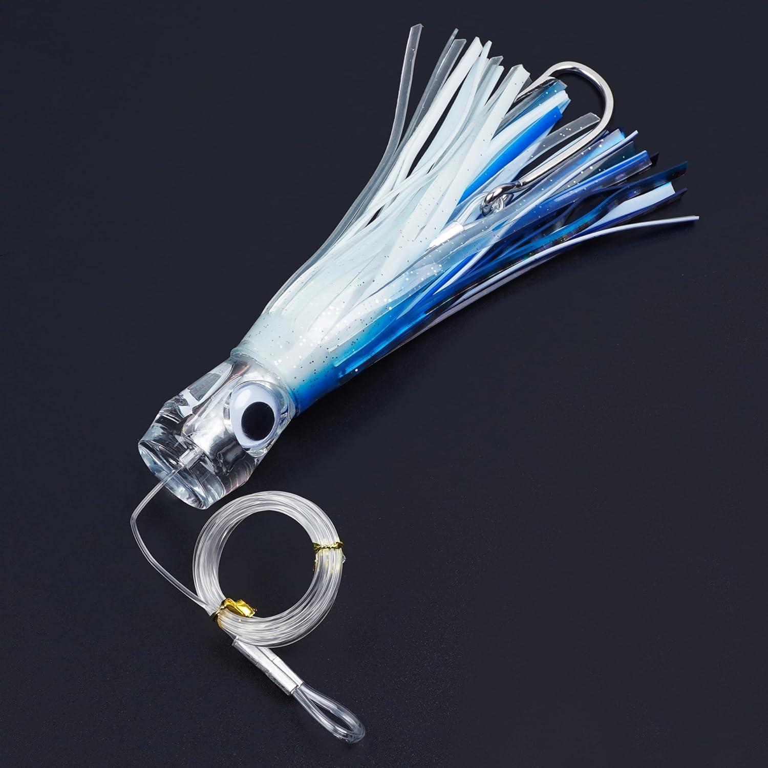 imageSaltwater Fishing Lures 69inch Trolling Lures for Marlin Mahi Tuna Dolphin Shark Big Game Deep Sea Fishing Baits Squid Skirts Rigged Hooks Ocean Gear TackleBlue1pcs