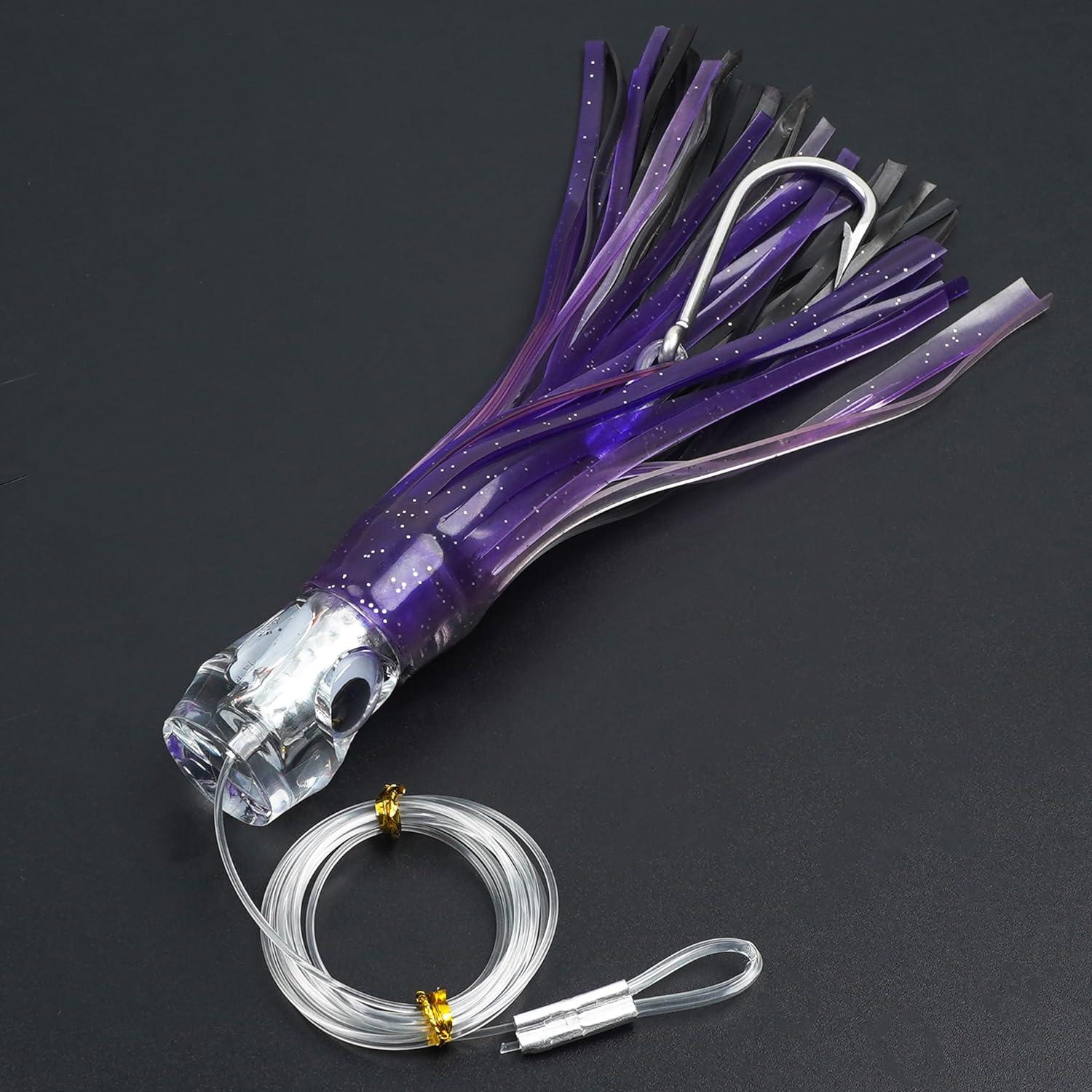 imageSaltwater Fishing Lures 69inch Trolling Lures for Marlin Mahi Tuna Dolphin Shark Big Game Deep Sea Fishing Baits Squid Skirts Rigged Hooks Ocean Gear TacklePurple1pcs