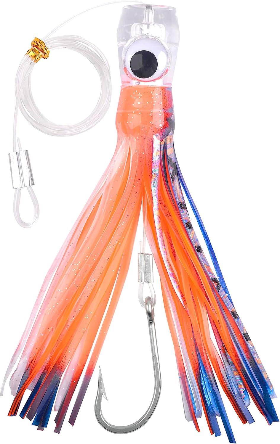 imageSaltwater Fishing Lures 69inch Trolling Lures for Marlin Mahi Tuna Dolphin Shark Big Game Deep Sea Fishing Baits Squid Skirts Rigged Hooks Ocean Gear TackleOrange1pcs