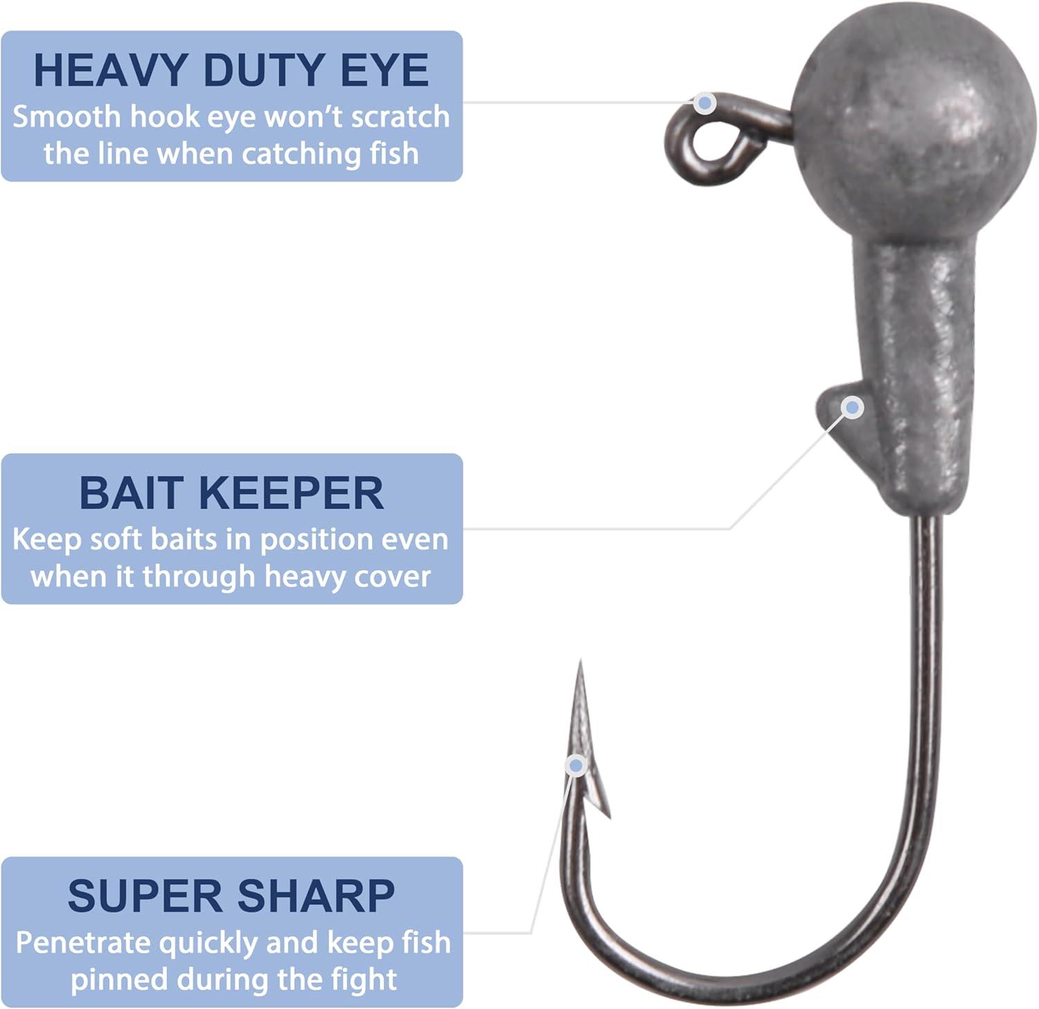 imageSoft Fishing Lures Jig Head Hooks Kit Crappie Jigs Lures Kit Mixed Curly Grub Lures Tube Baits Soft Plastic Swimbaits for Bass Trout Panfish Saltwater Freshwater Fishing48pcs