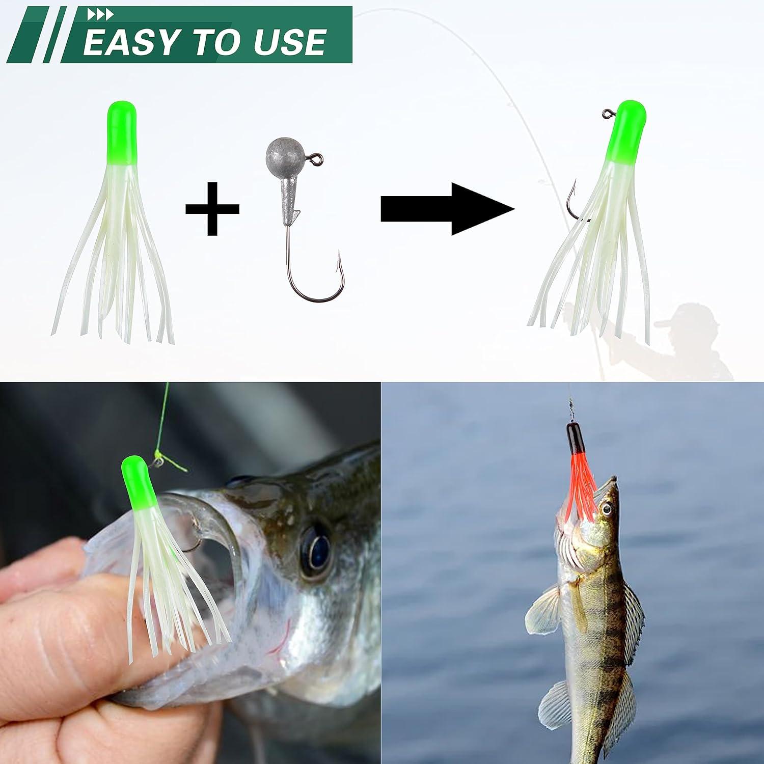 imageSoft Fishing Lures Jig Head Hooks Kit Crappie Jigs Lures Kit Mixed Curly Grub Lures Tube Baits Soft Plastic Swimbaits for Bass Trout Panfish Saltwater Freshwater Fishing110pcs