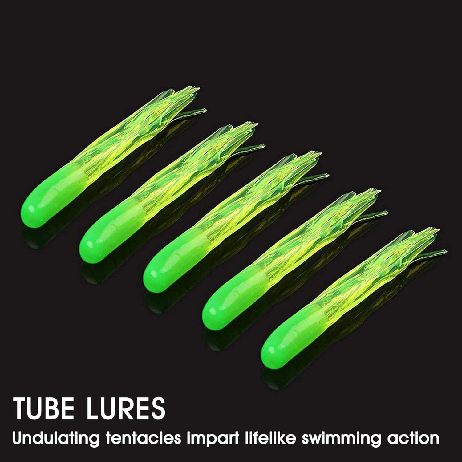 imageSoft Fishing Lures Jig Head Hooks Kit Crappie Jigs Lures Kit Mixed Curly Grub Lures Tube Baits Soft Plastic Swimbaits for Bass Trout Panfish Saltwater Freshwater Fishing110pcs