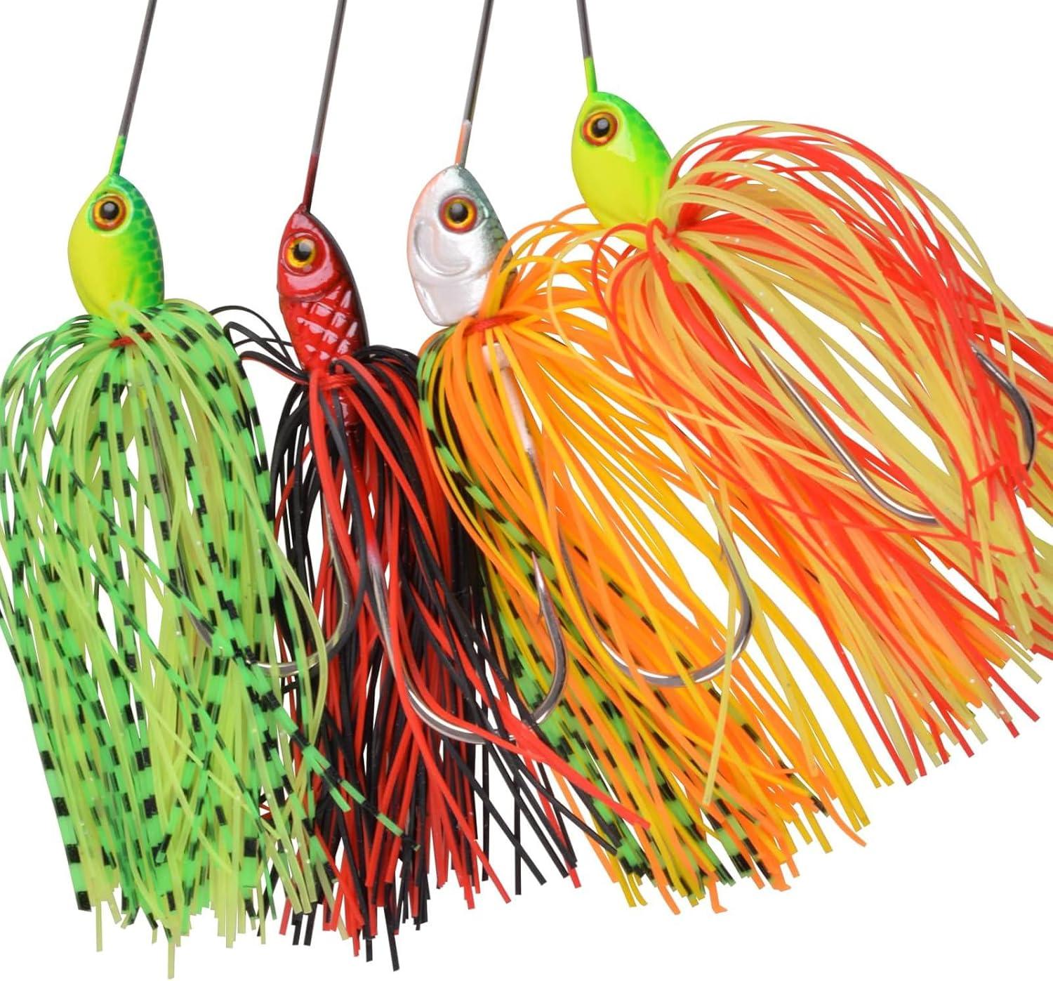 imageSpinner Baits for Bass Fishing Lures 6pcs Multicolor Spinnerbaits Kit with 2 Colorado Willow Leaf Blades 12oz Hard Metal Chatter Baits for Bass Pike Crappie Trout Fishing