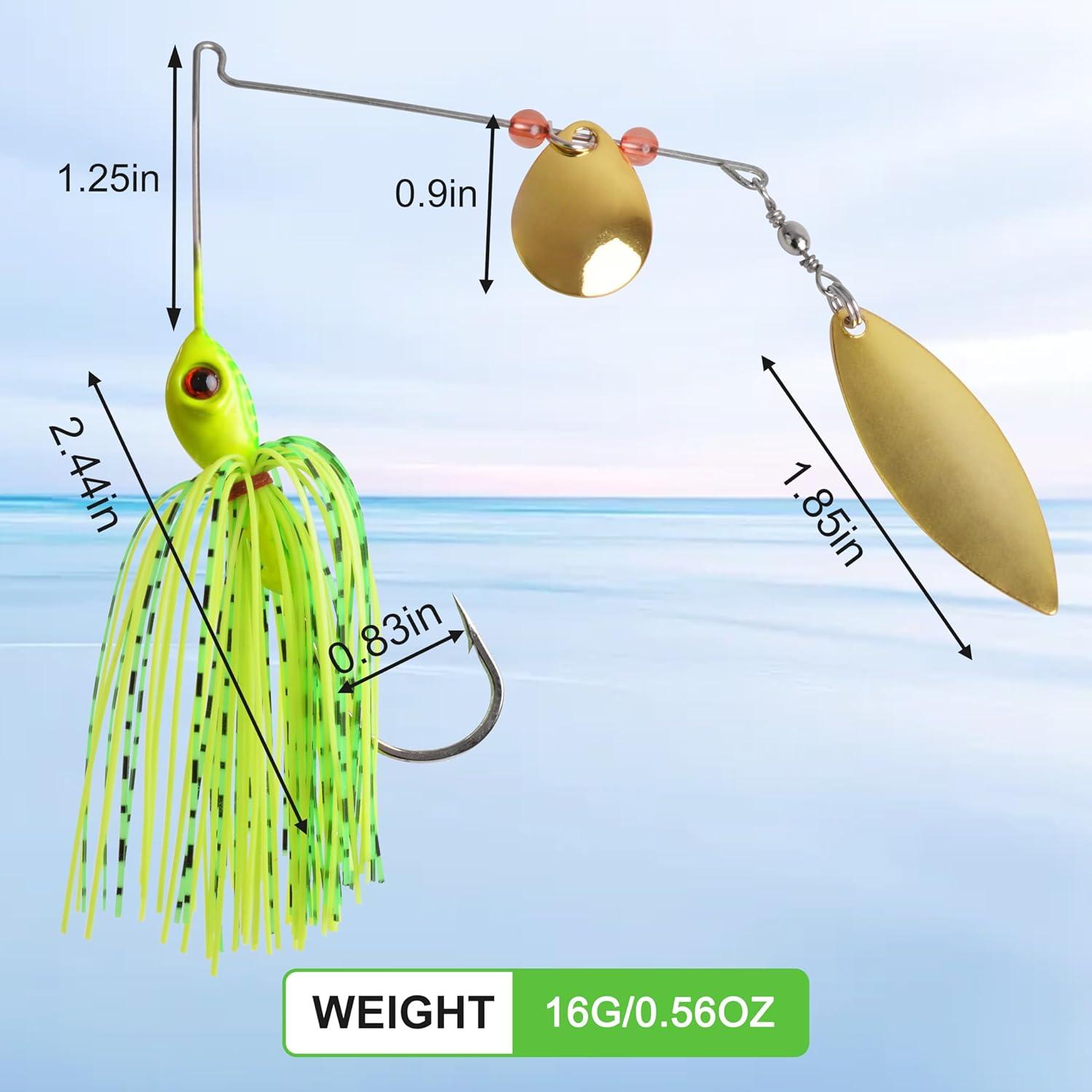 imageSpinner Baits for Bass Fishing Lures 6pcs Multicolor Spinnerbaits Kit with 2 Colorado Willow Leaf Blades 12oz Hard Metal Chatter Baits for Bass Pike Crappie Trout Fishing