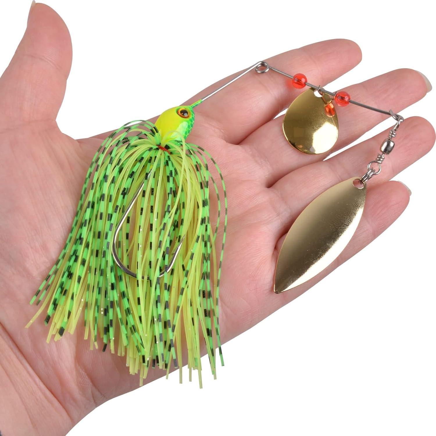 imageSpinner Baits for Bass Fishing Lures 6pcs Multicolor Spinnerbaits Kit with 2 Colorado Willow Leaf Blades 12oz Hard Metal Chatter Baits for Bass Pike Crappie Trout Fishing