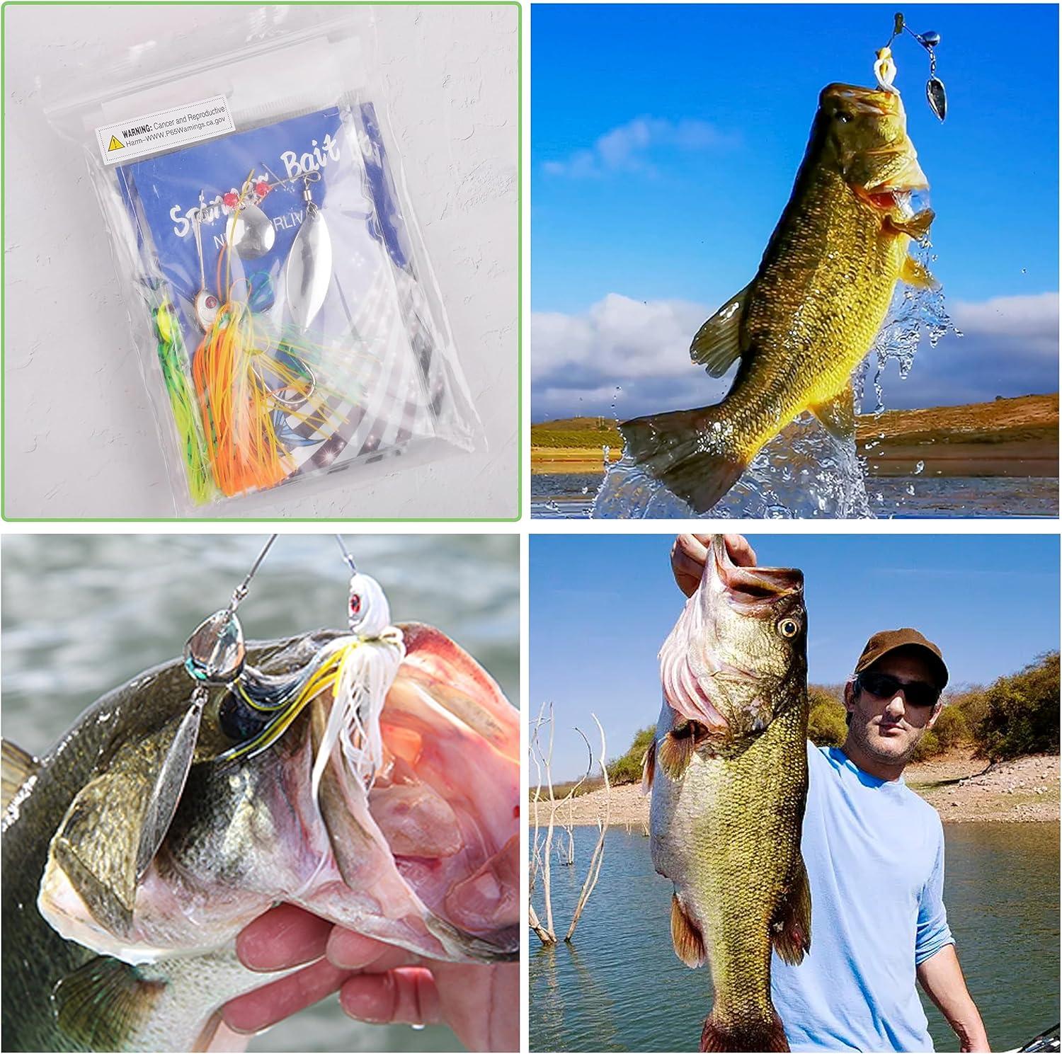 imageSpinner Baits for Bass Fishing Lures 6pcs Multicolor Spinnerbaits Kit with 2 Colorado Willow Leaf Blades 12oz Hard Metal Chatter Baits for Bass Pike Crappie Trout Fishing
