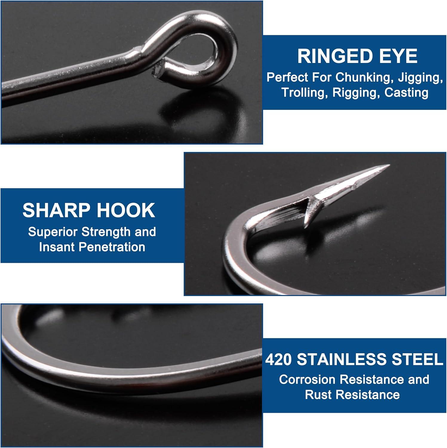 imageStainless Steel Saltwater Fishing Hooks 50pcs 34007 Oshaughnessy Hooks Forged Long Shank J Fishing Hooks Extra Strong Metal Fish Hooks Size 101008050pcs