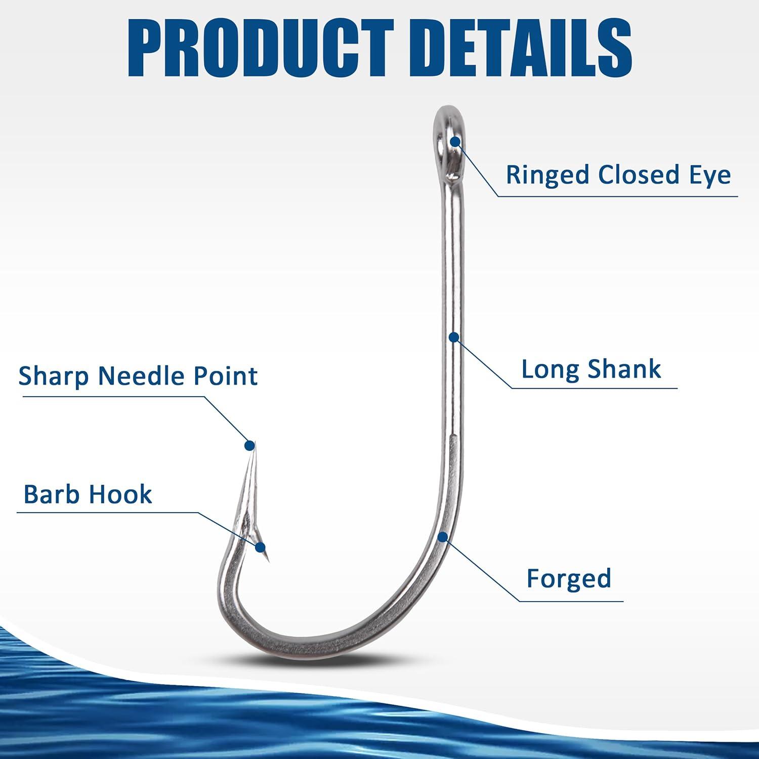 imageStainless Steel Saltwater Fishing Hooks 50pcs 34007 Oshaughnessy Hooks Forged Long Shank J Fishing Hooks Extra Strong Metal Fish Hooks Size 101008050pcs