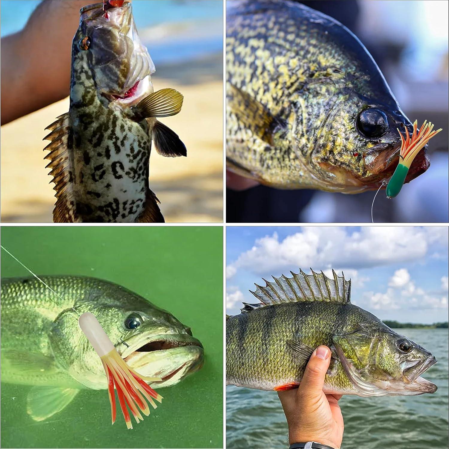 imageTube Baits Crappie Jigs Kit Soft Fishing Lures Tube Jig Heads Tubes Bait Small Fishing Lures Tube Jigs Set for Crappie Bass Bluegill Panfish Trout Saltwater Freshwater FishingGreen20pcs