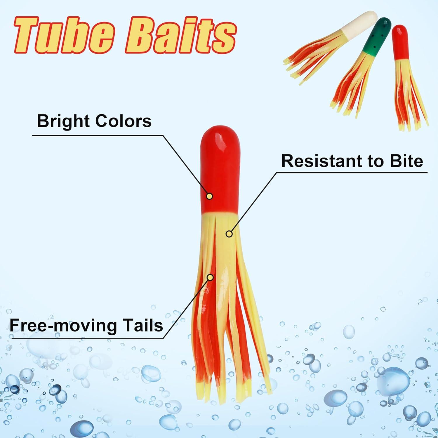 imageTube Baits Crappie Jigs Kit Soft Fishing Lures Tube Jig Heads Tubes Bait Small Fishing Lures Tube Jigs Set for Crappie Bass Bluegill Panfish Trout Saltwater Freshwater FishingGreen20pcs