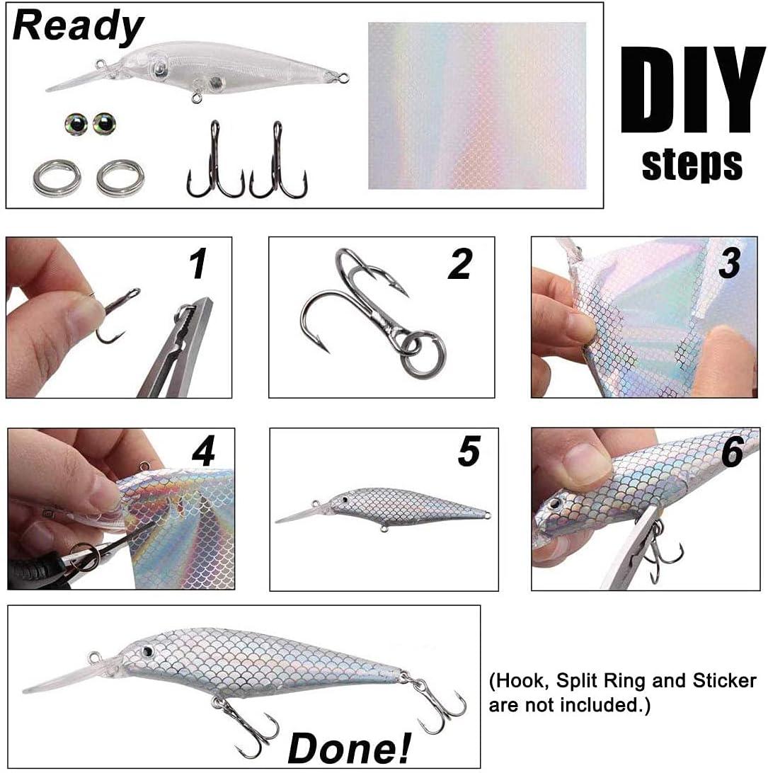 imageUnpainted Fishing Lures Crankbait Blanks Hard Lures Kit with 3D Eyes Blank Fishing Lure Making Kit Lipless Crankbait Minnow Popper Jerkbait VIB Clear Bodies