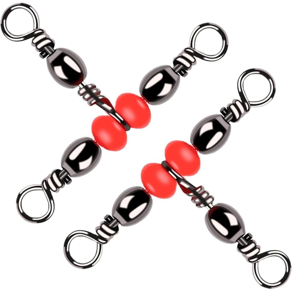 imageOROOTL 3 Way Swivel Fishing Tackle 60pcs T Turn Three Way Fishing Swivels Black Nickel Plated Cross Line Barrel Triple Swivels for Catfish Rig Saltwater FreshwaterSize 13 100LB