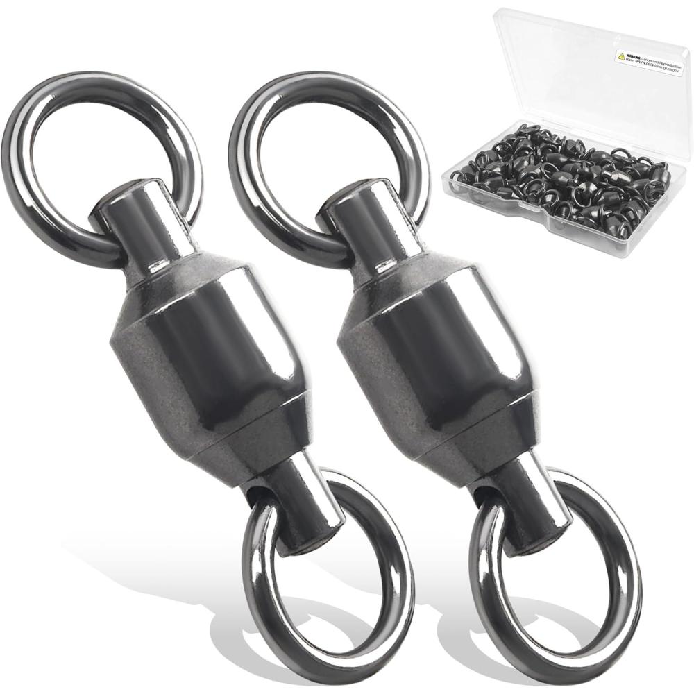 imageOROOTL Ball Bearing Swivels Connector 30pcs Fishing Swivels Stainless Steel Solid Welded Rings Heavy Duty Snap Swivels Fishing Tackle for Freshwater Saltwater 09145lb30pcs