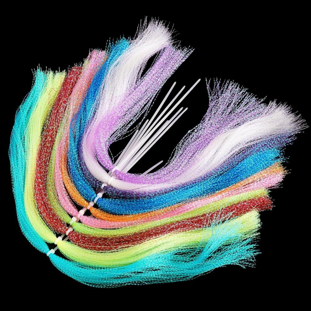 imageOROOTL Crystal Flash Fly Tying Material Bucktail Fly Tying Materials Flashabou Teaser Flash Flies Fly Fishing Line for DIY Making Fishing Lure Dry Flies Jig Tying Making Supplies KitSet B10pcs