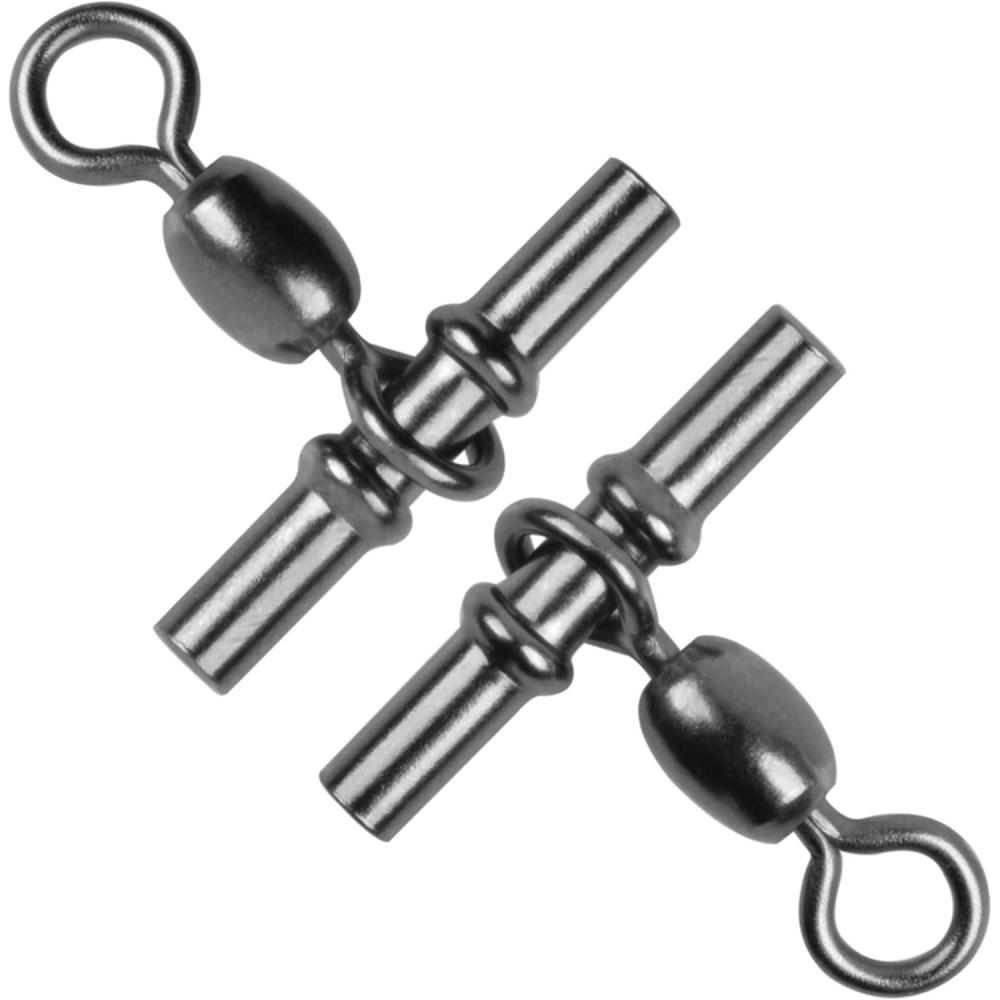 imageOROOTL Fishing Cross Line 3 Way Swivel 60pcs TShape Sleeve Swivels for Deep Drop Rigs Heavy Duty Crossline Crane Swivel Connecter Saltwater Fishing Tackle1060PCS