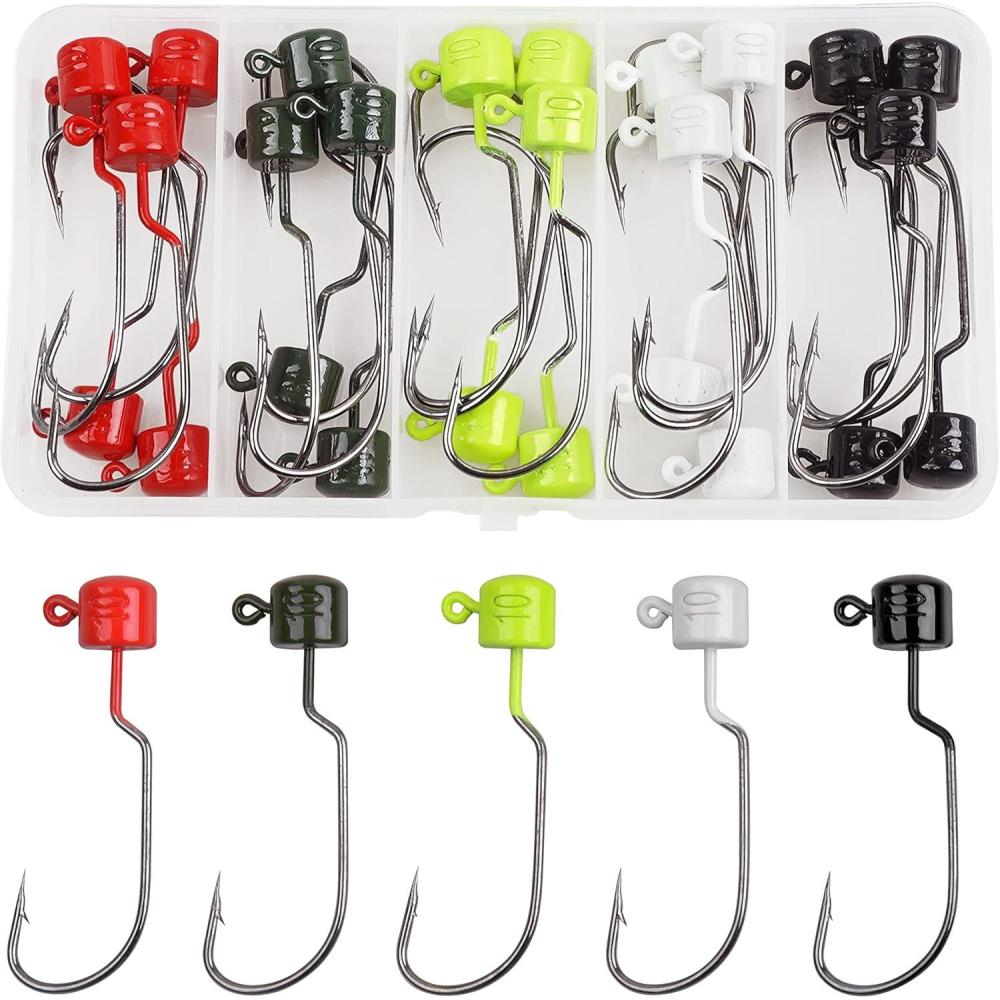 imageOROOTL Ned Rig Mushroom Jig Heads Kit 25pcs Finesse Wide Gap Ned Hooks Weedless Ned Rig Jig Head Hooks Shroom Head Jigs for Bass Crappie Fishing 14 38 oz38oz10g25pcs
