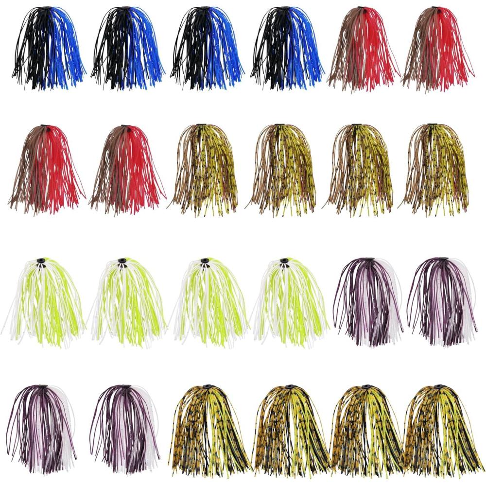 imageOROOTL Silicone Jig Skirts Spinnerbait Skirt Replacement Bass Fishing Lures for DIY Spinner Baits Buzzbaits Squid Jig AccessoriesCSkirts24pcs