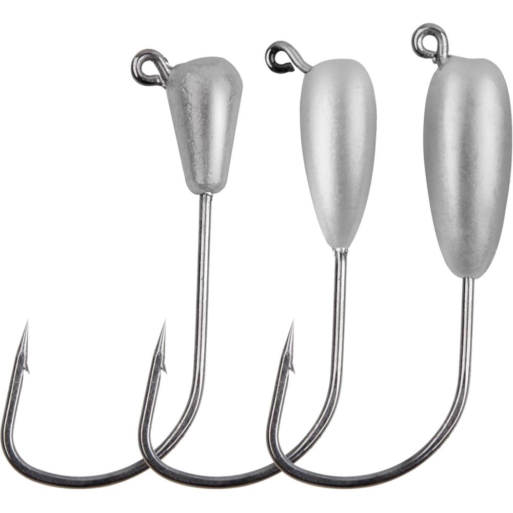 imageOROOTL Tube Jigs Heads for Bass Fishing 12pcs Tube Bait Hooks Swimbait Jig Head 38oz 14oz 18 oz Unpainted Teardrop Jig Heads for Crappie Bass Panfish Trout Freshwater Saltwater FishingMixed Size12pcs