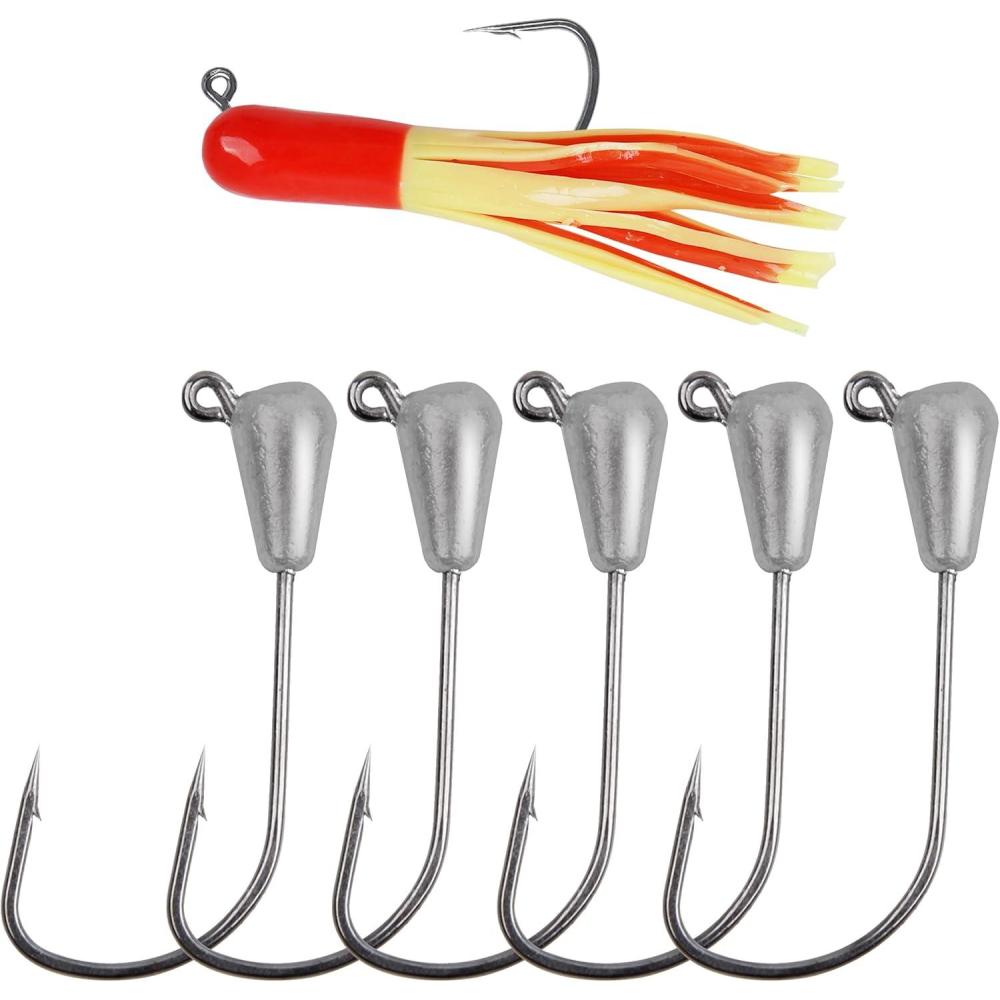 imageOROOTL Tube Jigs Heads for Bass Fishing 12pcs Tube Bait Hooks Swimbait Jig Head 38oz 14oz 18 oz Unpainted Teardrop Jig Heads for Crappie Bass Panfish Trout Freshwater Saltwater Fishing18oz12pcs