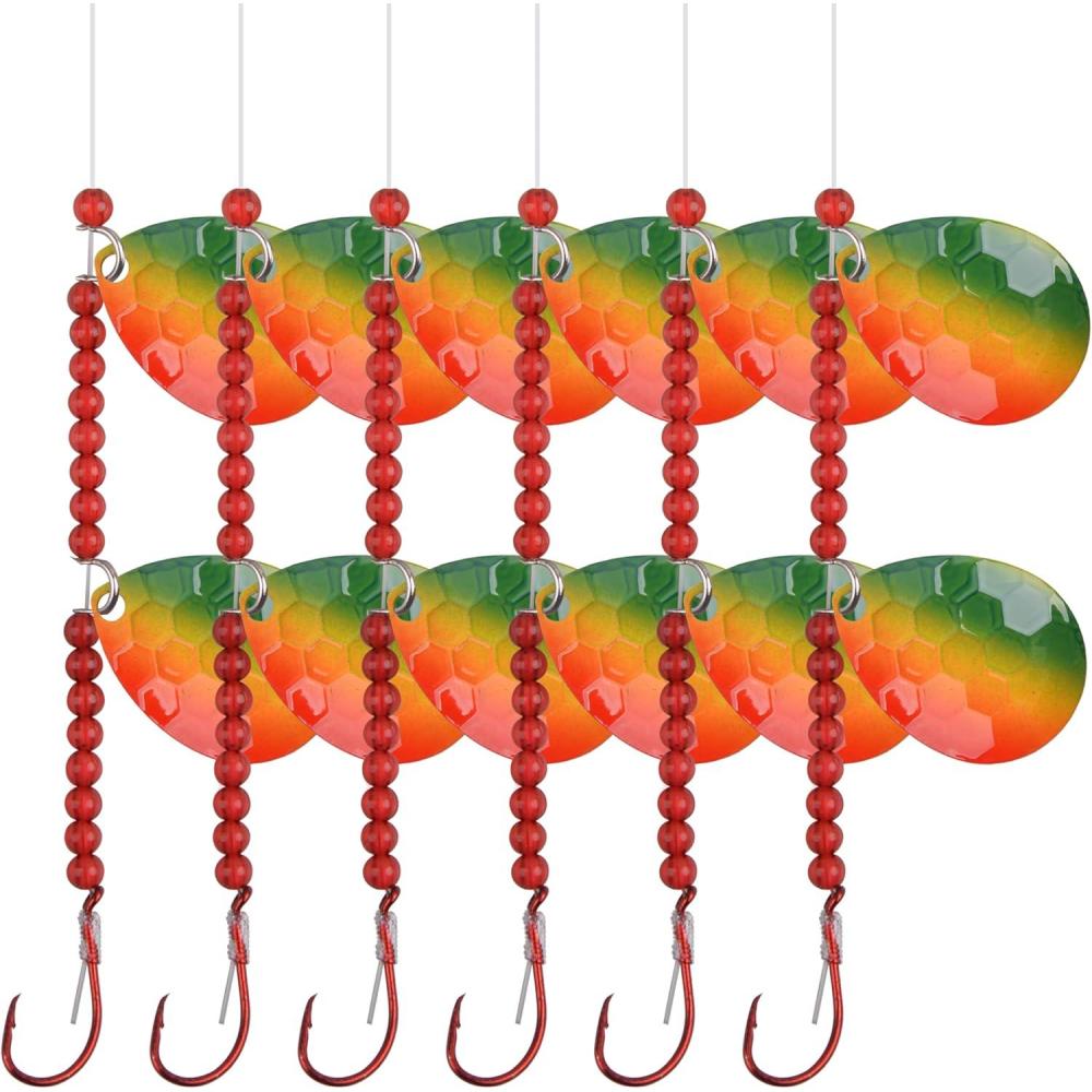 imageOROOTL Walleye Rigs Kit 6pcs Walleye Fishing Lures Crawler Harness Colorado Spinner Blade PreRigged Live Bait Rigs Spinnerbaits Freshwater SaltwaterColor E6pcs