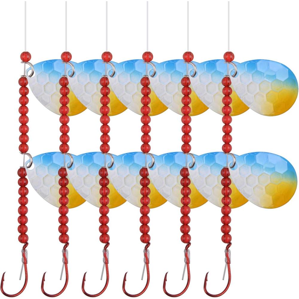 imageOROOTL Walleye Rigs Kit 6pcs Walleye Fishing Lures Crawler Harness Colorado Spinner Blade PreRigged Live Bait Rigs Spinnerbaits Freshwater SaltwaterColor A6pcs