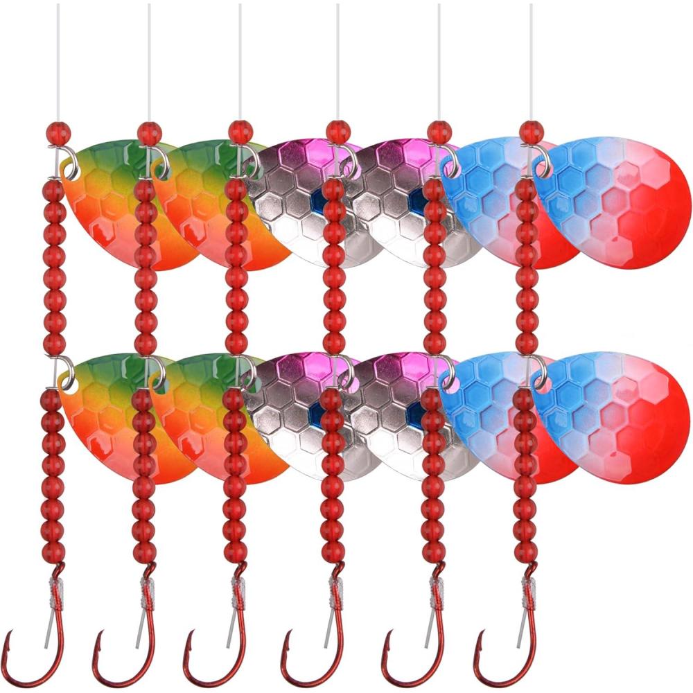 imageOROOTL Walleye Rigs Kit 6pcs Walleye Fishing Lures Crawler Harness Colorado Spinner Blade PreRigged Live Bait Rigs Spinnerbaits Freshwater SaltwaterMixed CDE6pcs