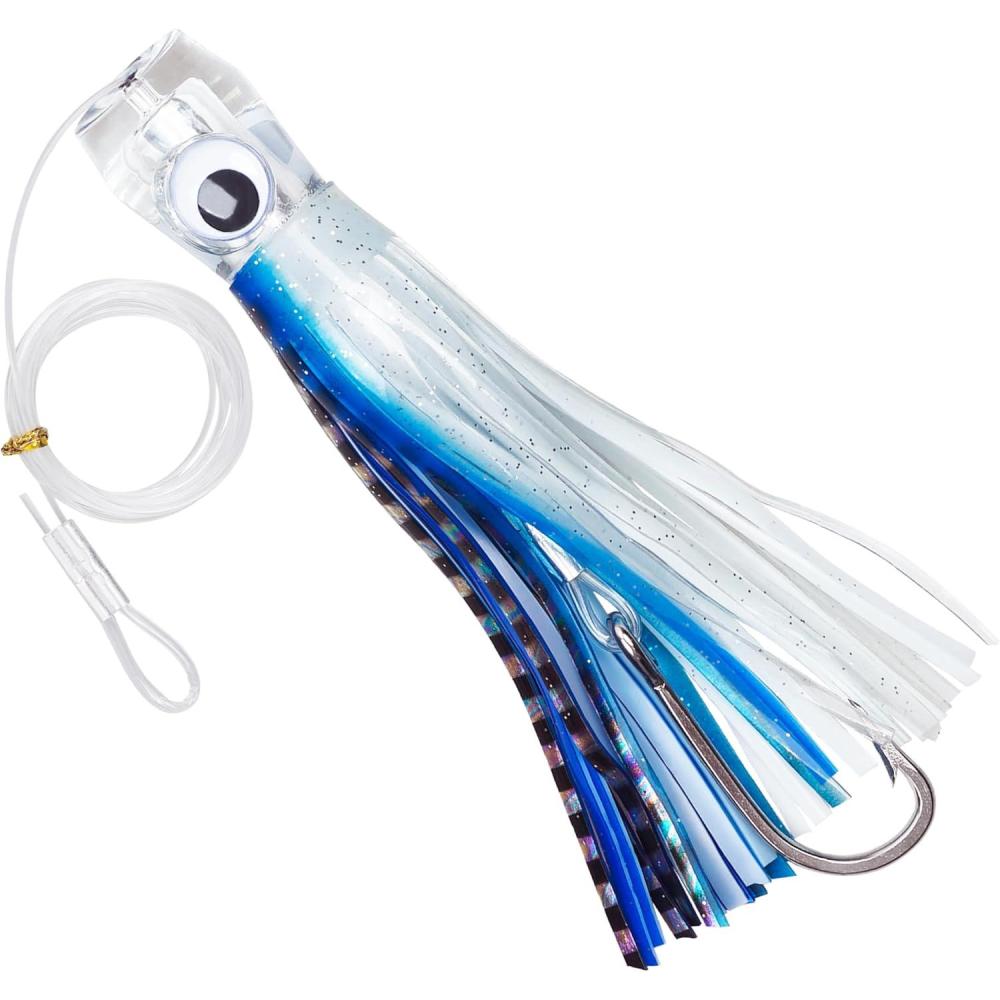 imageSaltwater Fishing Lures 69inch Trolling Lures for Marlin Mahi Tuna Dolphin Shark Big Game Deep Sea Fishing Baits Squid Skirts Rigged Hooks Ocean Gear TackleBlue1pcs