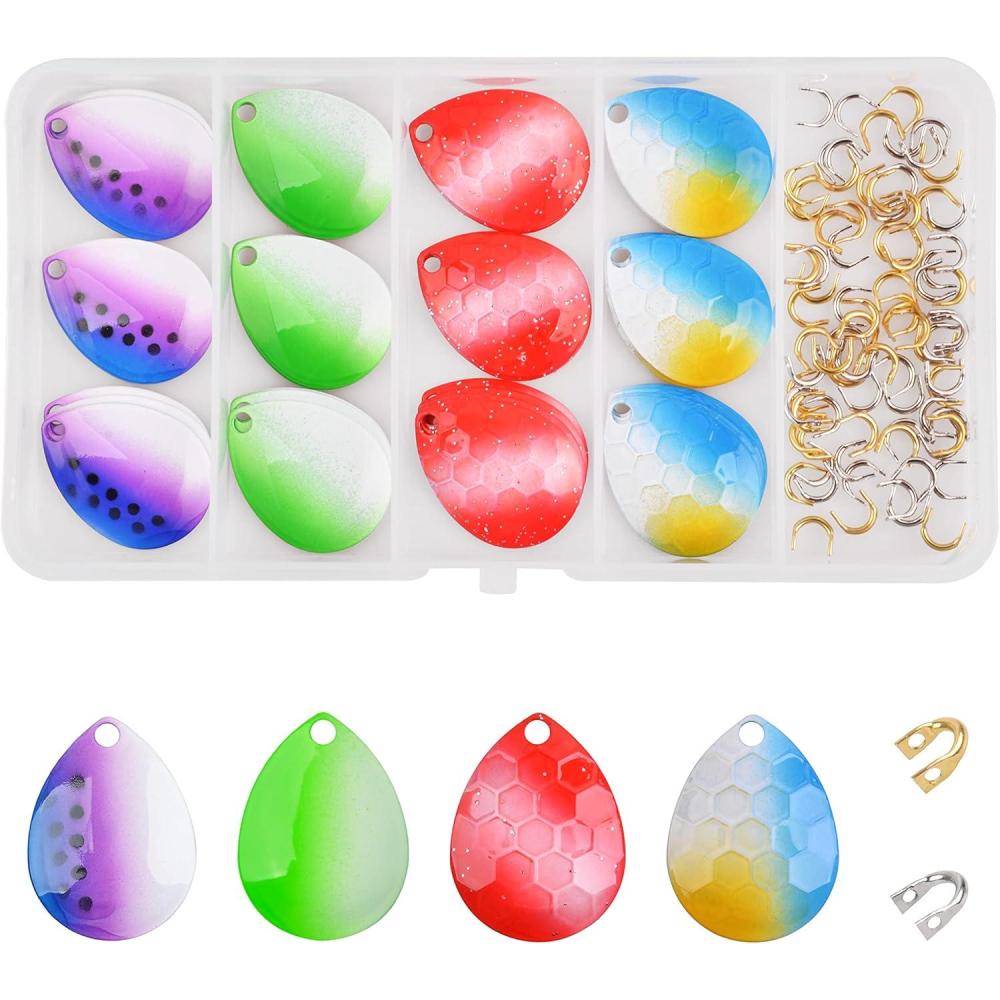 imageSpinner Blades Fishing Clevis Kit 120pcs Fishing Blades Spinner Clevis Set Colorado Blades Easy Spin Brass Clevis Fishing Lure Making Accessories for Walleye Rig Spoon Inline Spinnerbaits