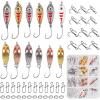 imageOROOTL Fishing Spoon Metal Lures Kit Trolling Spoon Lures with Single Hook Treble Hooks Fishing Swivels Snaps Little Fishing Spoon Lure Micro Spinner Bait for Trout Salmon Bass Perch Crappie Walleye