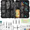 imageOROOTL Fishing Swivels Snaps Kit 205pcs Fishing Swivels Tackle Box Include Ball Bearing Barrel Swivels Duo Lock Snaps Sinker Slides Beads for Saltwater Freshwater Accessories