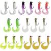 imageOROOTL Soft Fishing Lures Jig Head Hooks Kit 17pcs Crappie Jigs Heads Curly Grub Lures Mixed Color Soft Worm Swimbaits Tube Jigs Tackle for Crappie Bass Trout