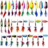 imageRooster Bait Tail Fishing Lures Kit 30pcs Spinner Baits Trout Lures Kit Metal Spoons with Feathered Treble Hooks Inline Spinnerbaits for Bass Trout Walleye Freshwater Saltwater