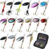 imageSpinnerbaits Fishing Lures Kit 16pcs Inline Spinner Baits Kit with Bag for Bass Trout Salmon Walleye Rooster Feather Tail Spoon Lures Hard Metal Spinnerbait Fishing Tackle