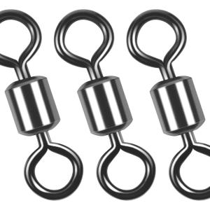 Barrel Swivels Fishing Tackle, 20/80pcs Heavy Duty Fishing Swivel Connector Stainless Steel Black Nickel Rolling Swivels Saltwater Freshwater 30-1322lb(80pcs–3/0–220lb)