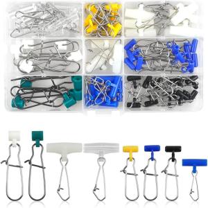 Fishing Line Sinker Slides, 70pcs Heavy Duty Sinker Slider with Stainless Steel Duo-Lock Snap Swivel Weights Connector for Catfishing Rig Tackle