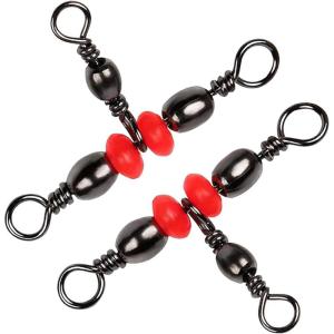 OROOTL 3 Way Swivel Fishing Tackle, 60pcs T Turn Three Way Fishing Swivels Black Nickel Plated Cross Line Barrel Triple Swivels for Catfish Rig Saltwater Freshwater(Size 3*5 -73LB)