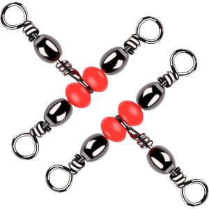 OROOTL 3 Way Swivel Fishing Tackle, 60pcs T Turn Three Way Fishing Swivels Black Nickel Plated Cross Line Barrel Triple Swivels for Catfish Rig Saltwater Freshwater(Size 1*3 -100LB)