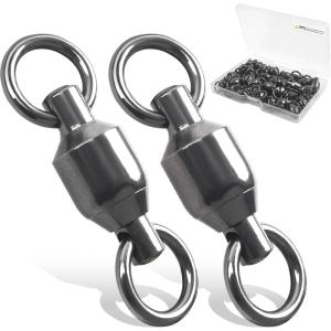 OROOTL Ball Bearing Swivels Connector, 30pcs Fishing Swivels Stainless Steel Solid Welded Rings Heavy Duty Snap Swivels Fishing Tackle for Freshwater Saltwater 0#-9#(2#-65lb-30pcs)