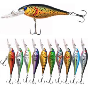 OROOTL Crankbait for Bass Fishing Lures, Crank Baits Set Hard Swimbaits Shallow Deep Diving Crankbaits for Freshwater Saltwater Trout Bass Snapper Walleye Crappie(3.8in/0.35oz-10pcs)