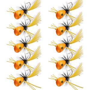 OROOTL Fly Fishing Popper Flies Kit Colorful Fly Fishing Flies Popper Lures Foam Float Popping Bugs Lures Accessories for Trout Panfish Bluegill Bass Sunfish Salmon(Orange-10pcs)