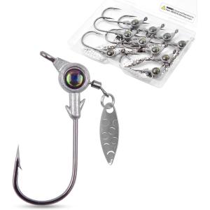 OROOTL Jig Heads Fishing Hooks, 10/20pcs Crappie Jig Heads Underspin Jig Heads with Spinner Blade Freshwater Saltwater Fishing Jigs for Bass Trout Crappie Redfish Fishing 3.5g(5g-10pcs)