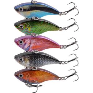 OROOTL Lipless Crankbait for Bass Fishing Artificial Hard Fishing Lures Kit Minnow Pencil VIB Popper Lure Swimbait Set for Crappie Bass Trout Walleye Redfish Pike Freshwater Saltwater(Crankbaits_5Pcs/Box)